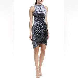 ASTR the Label Womens Dress Avalon Sleeveless Velvet Wrap Dress Sapphire